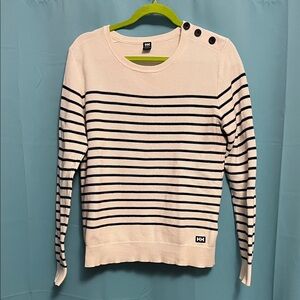 Helly Hansen Cream and Black Striped Sweater